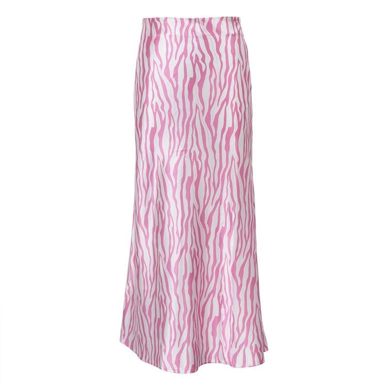 Pink Zebra Midi Mermaid Satin Skirts