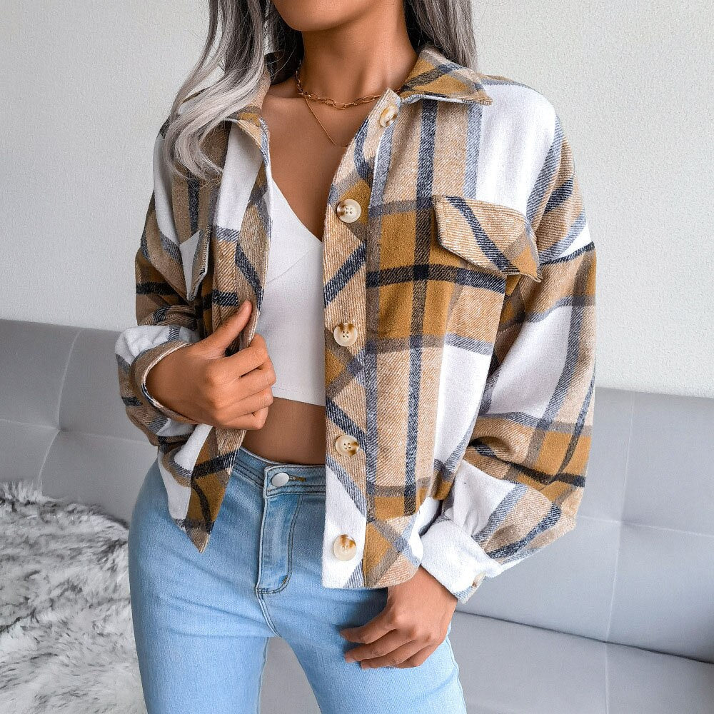 Plaid Vintage Pockets Oversized Jacket