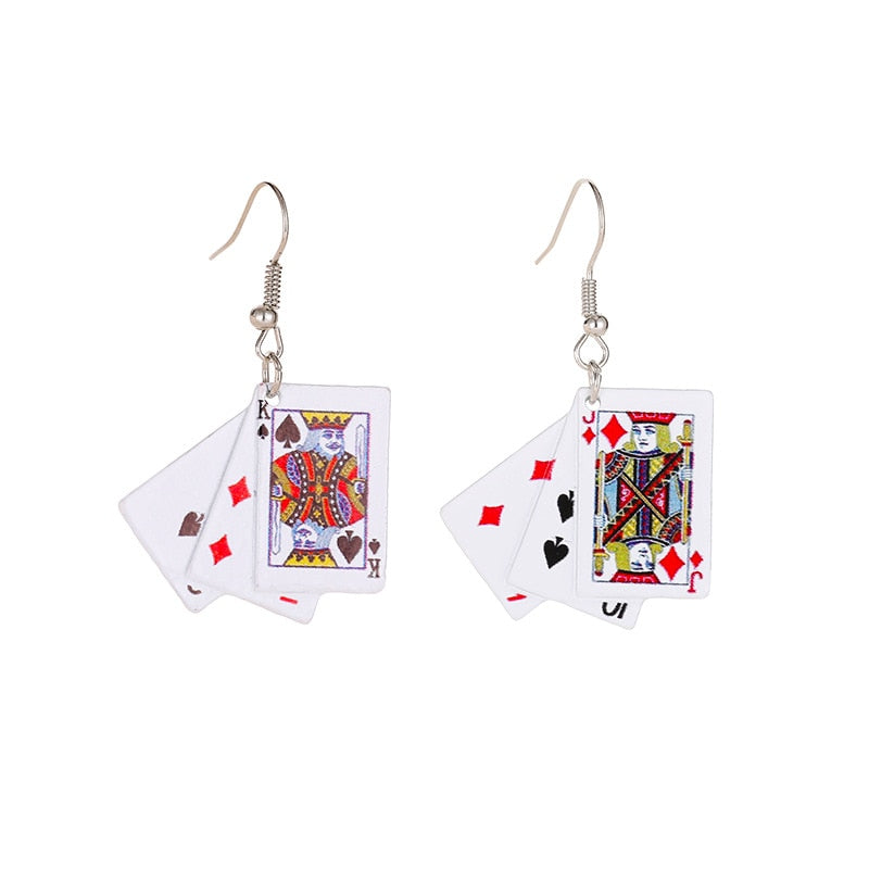 Playing Cards Pendant Drop Earrings