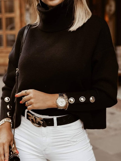 Turtleneck Long Sleeve Knitted Sweater