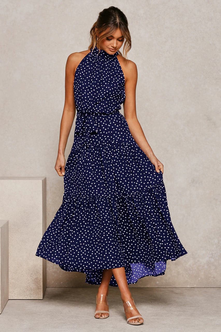 Polka Dot Print Bohemian Maxi Dress