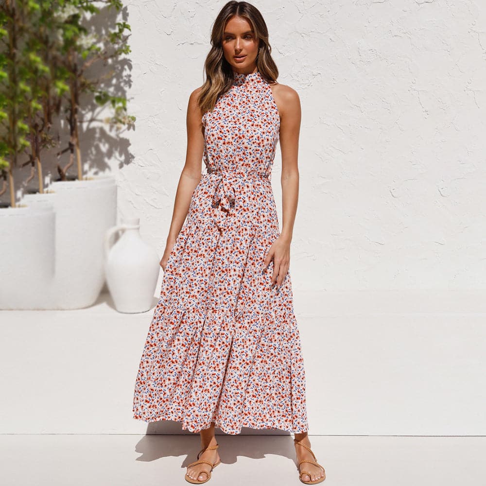Polka Dot Print Bohemian Maxi Dress