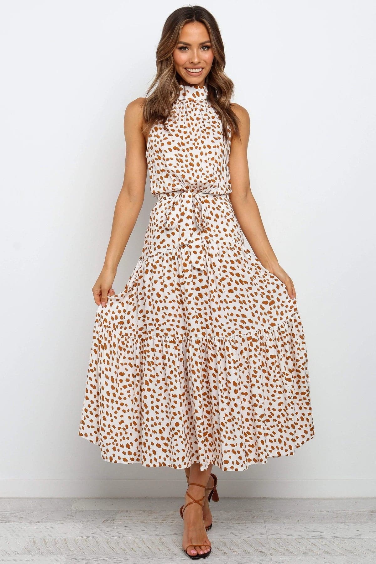 Polka Dot Print Bohemian Maxi Dress
