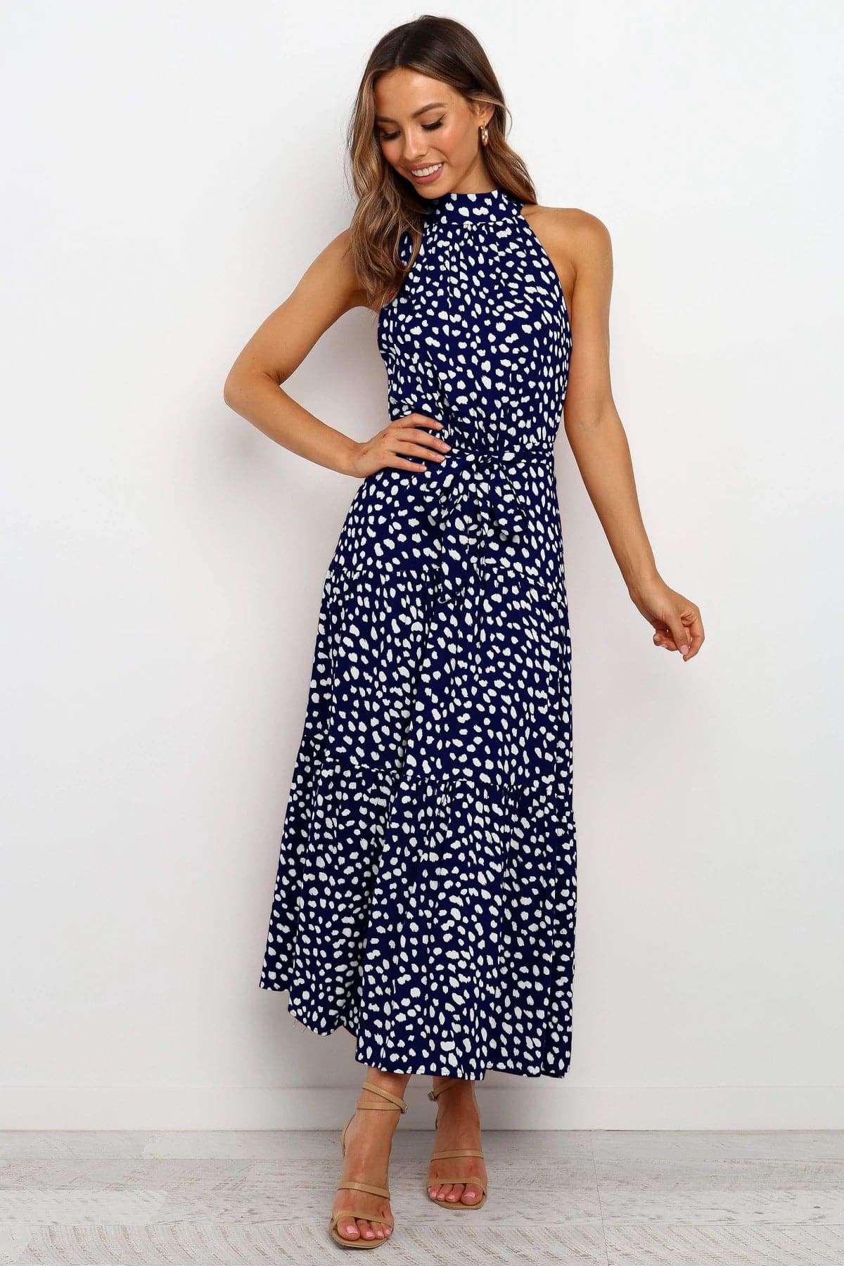 Polka Dot Print Bohemian Maxi Dress