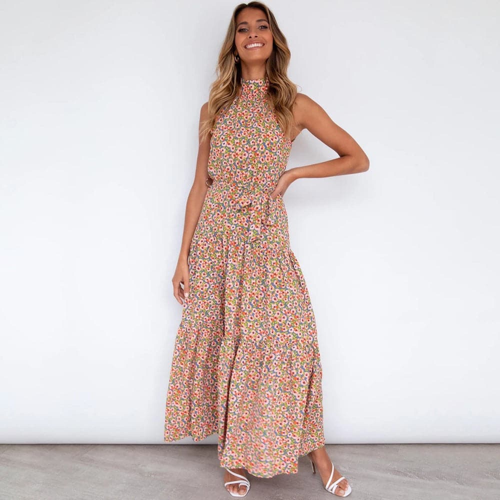 Polka Dot Print Bohemian Maxi Dress
