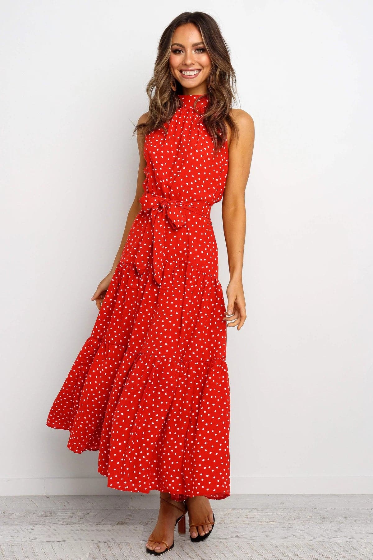 Polka Dot Print Bohemian Maxi Dress
