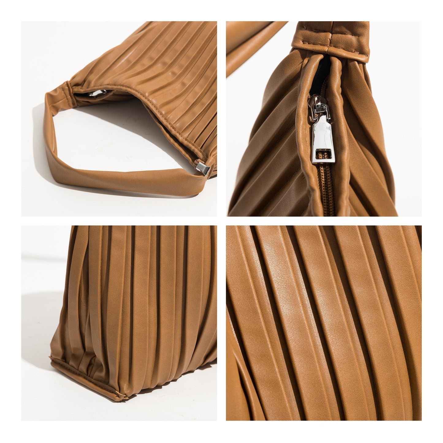 Portia Pleated Faux Leather Hobo Bags - 5 Colors