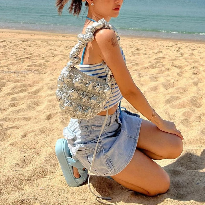 Prisca Metallic Ruched Fanny Bags - 4 Colors