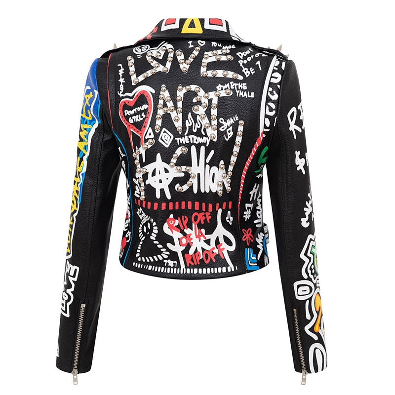 Punk Graffiti Prints and Rivet Leather Jackets