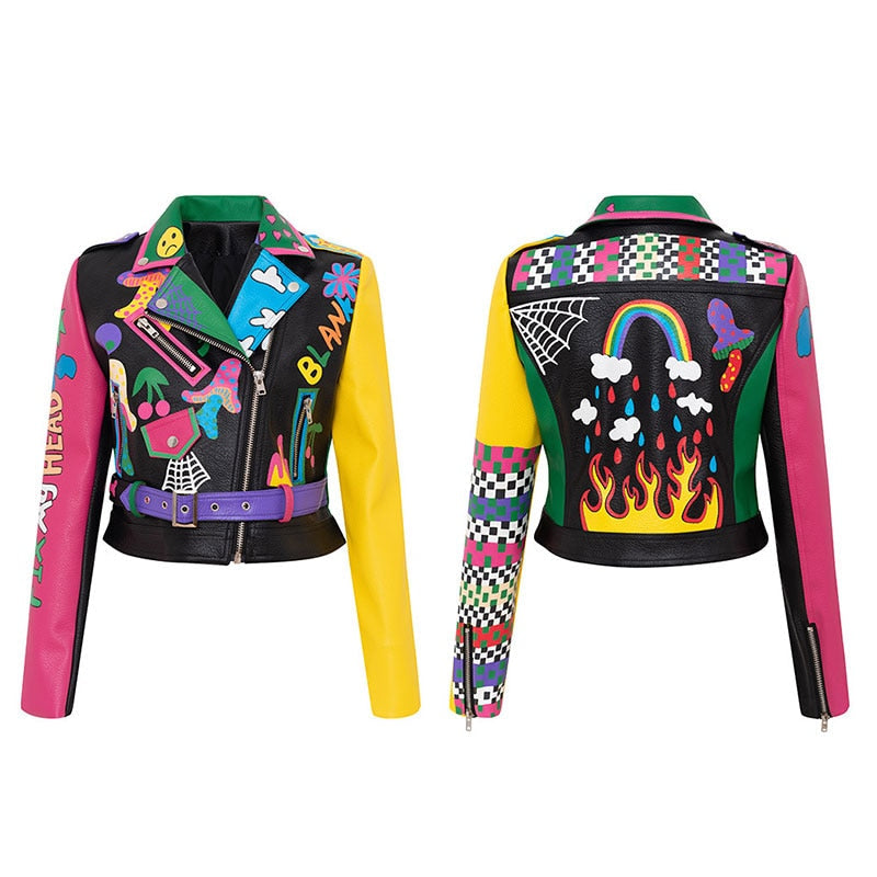 Punk Graffiti Prints and Rivet Leather Jackets
