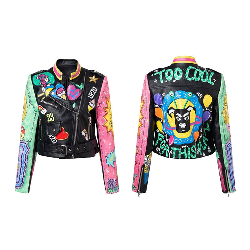 Punk Graffiti Prints and Rivet Leather Jackets