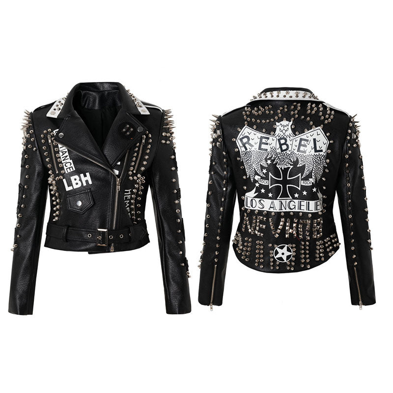 Punk Graffiti Prints and Rivet Leather Jackets