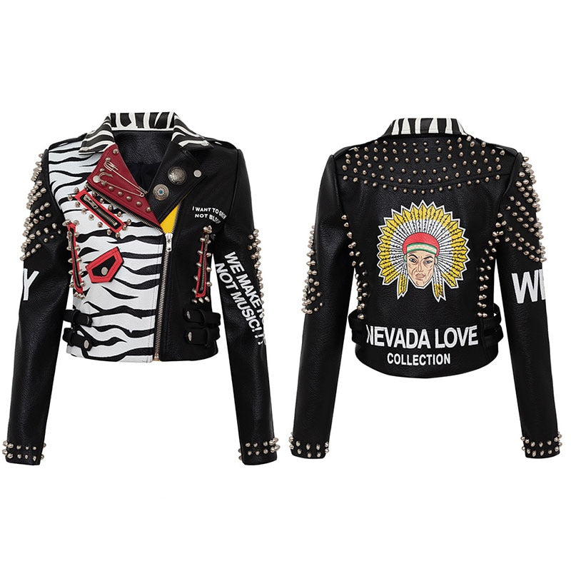 Punk Graffiti Prints and Rivet Leather Jackets