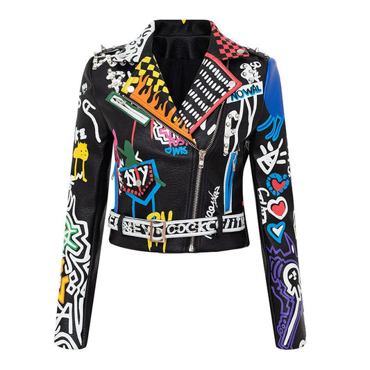 Punk Graffiti Prints and Rivet Leather Jackets