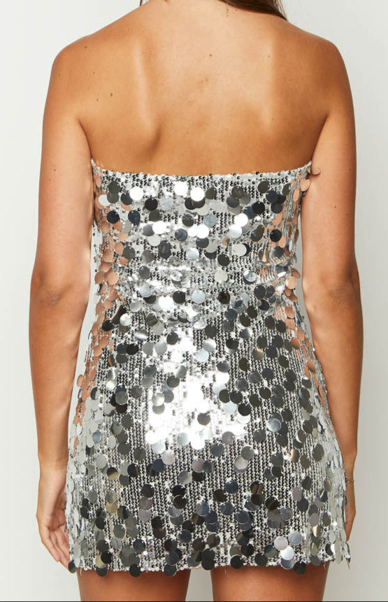 Laguna Silver Sparkle Mini Dress