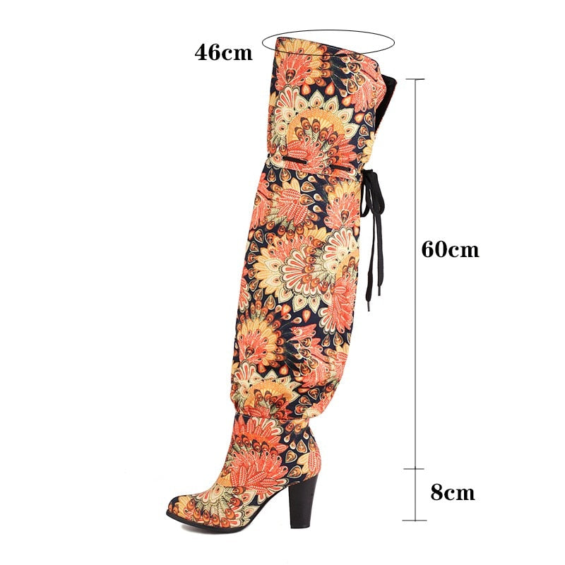 Rael Printed Tie and Slouchy Over the Knee Boots - 3 Styles