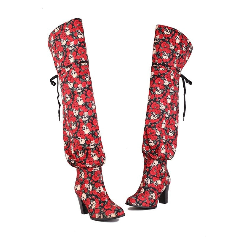 Rael Printed Tie and Slouchy Over the Knee Boots - 3 Styles