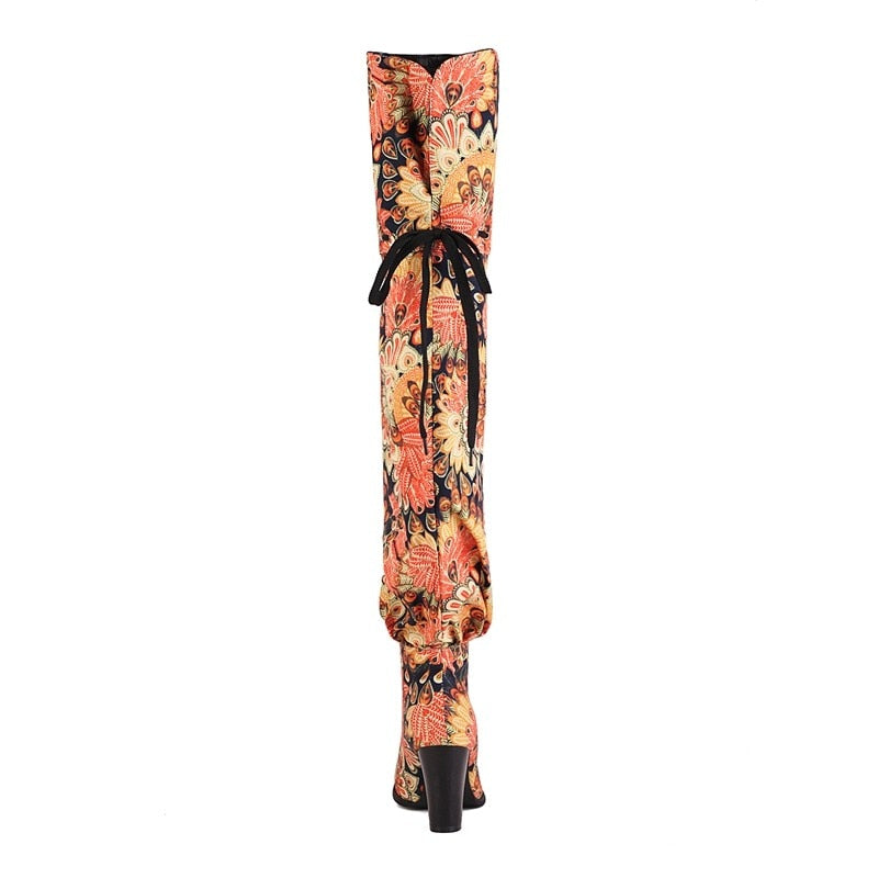 Rael Printed Tie and Slouchy Over the Knee Boots - 3 Styles