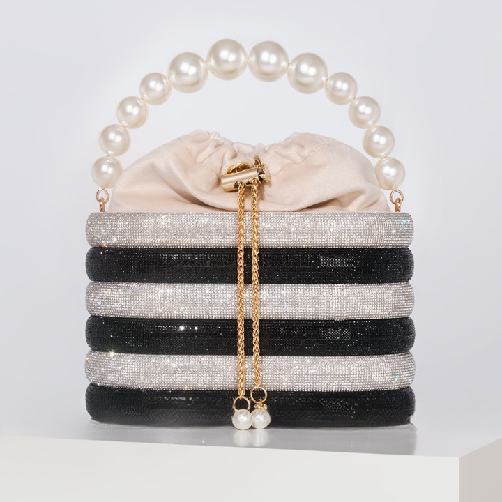 Raen Crystal & Pearl Handle Evening Clutch Bag - 6 Colors