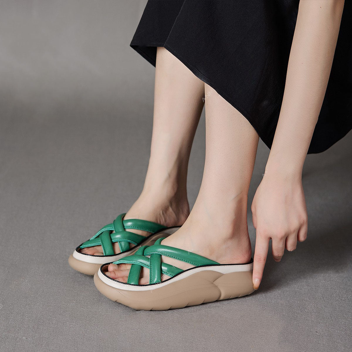 Raya Criss Cross Rubber Sole Wedge Slippers - 3 Colors