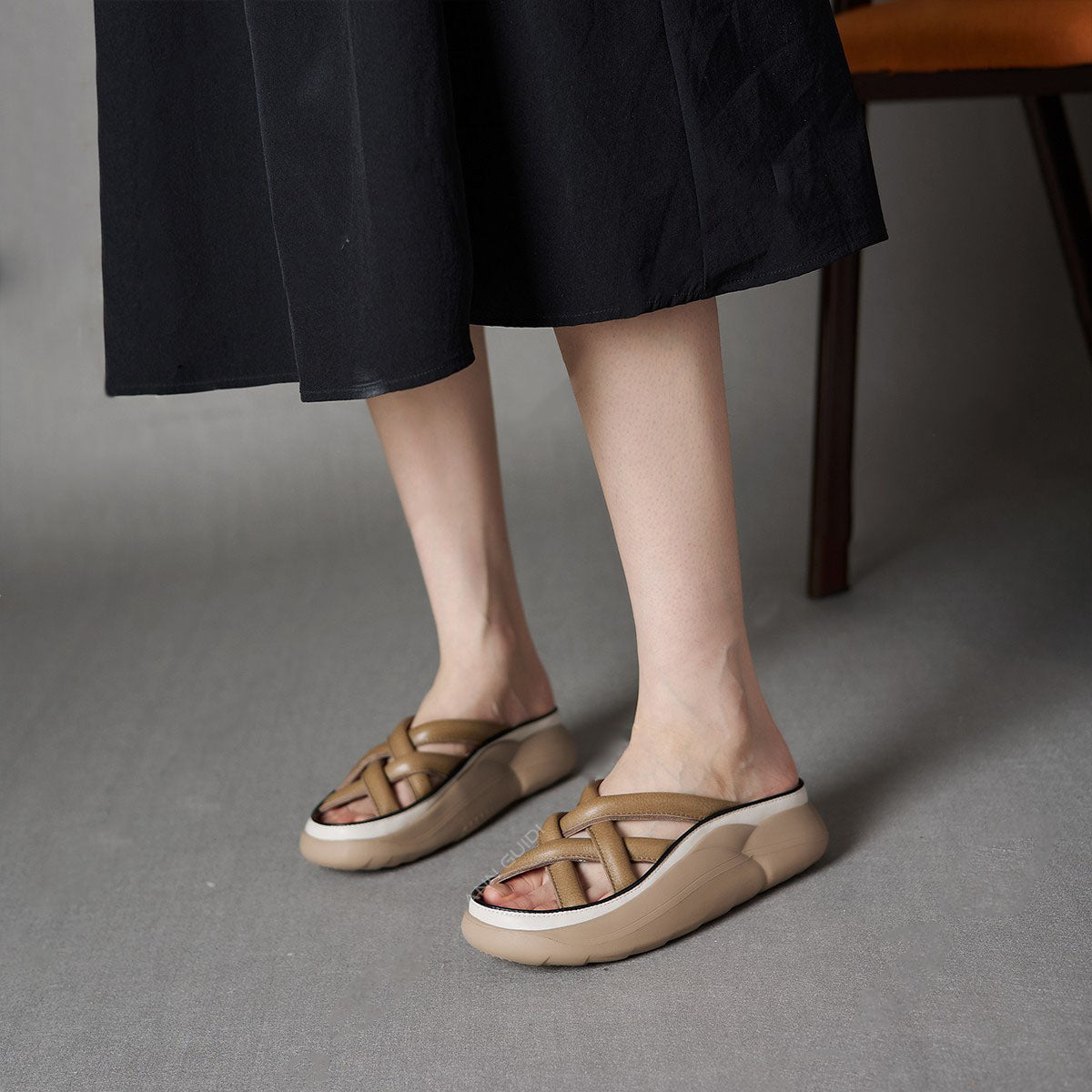 Raya Criss Cross Rubber Sole Wedge Slippers - 3 Colors