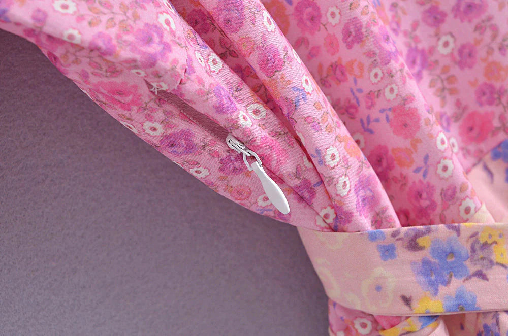 Reese Pink Floral Ruffled Mini Dress