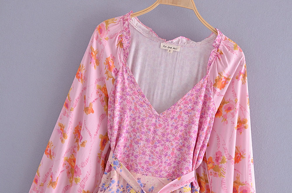 Reese Pink Floral Ruffled Mini Dress