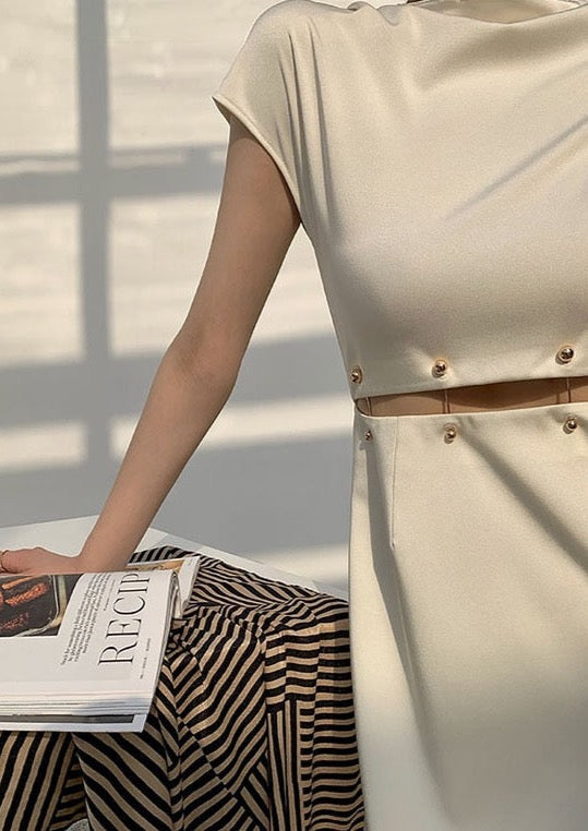 Regina Minimalist Sheath Dress with Cut Out Waist