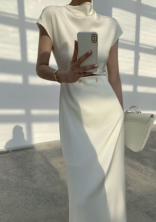 Regina Minimalist Sheath Dress with Cut Out Waist