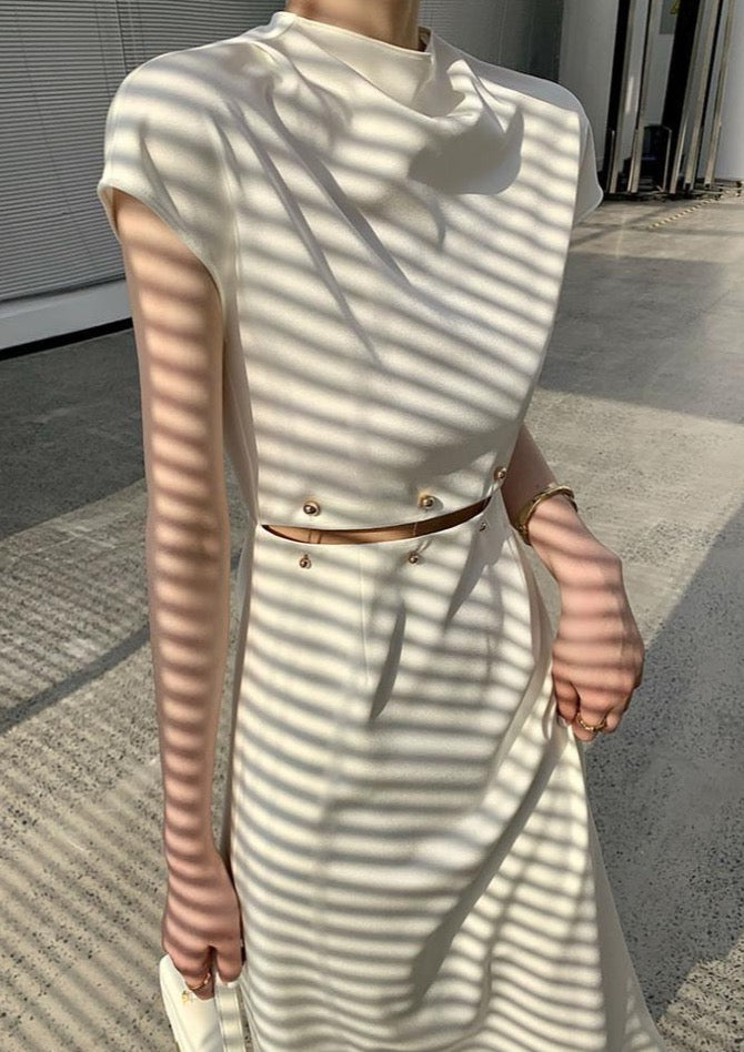 Regina Minimalist Sheath Dress with Cut Out Waist