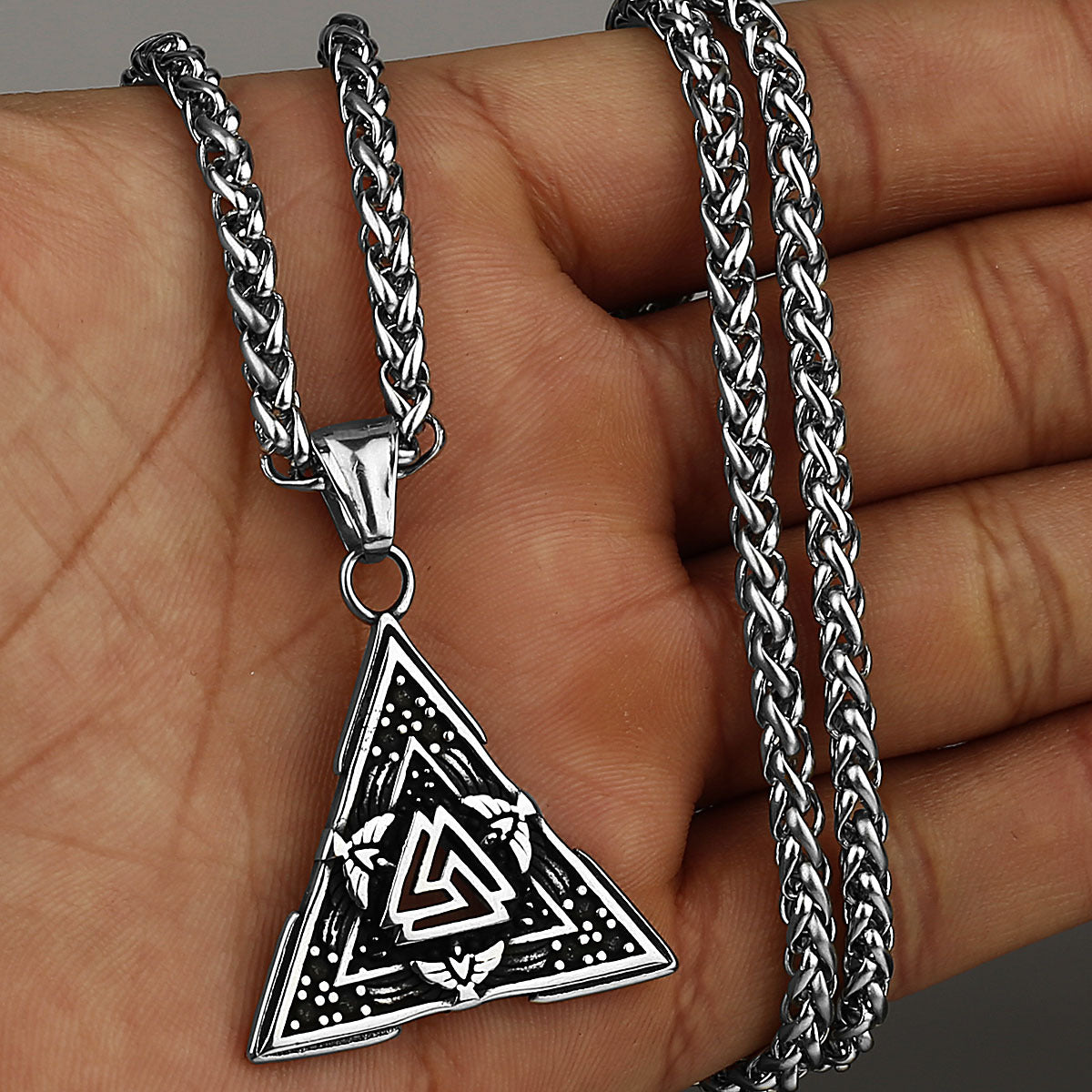 Retro Triangle Raven Rune Necklace