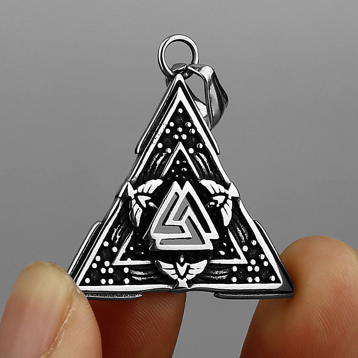 Retro Triangle Raven Rune Necklace