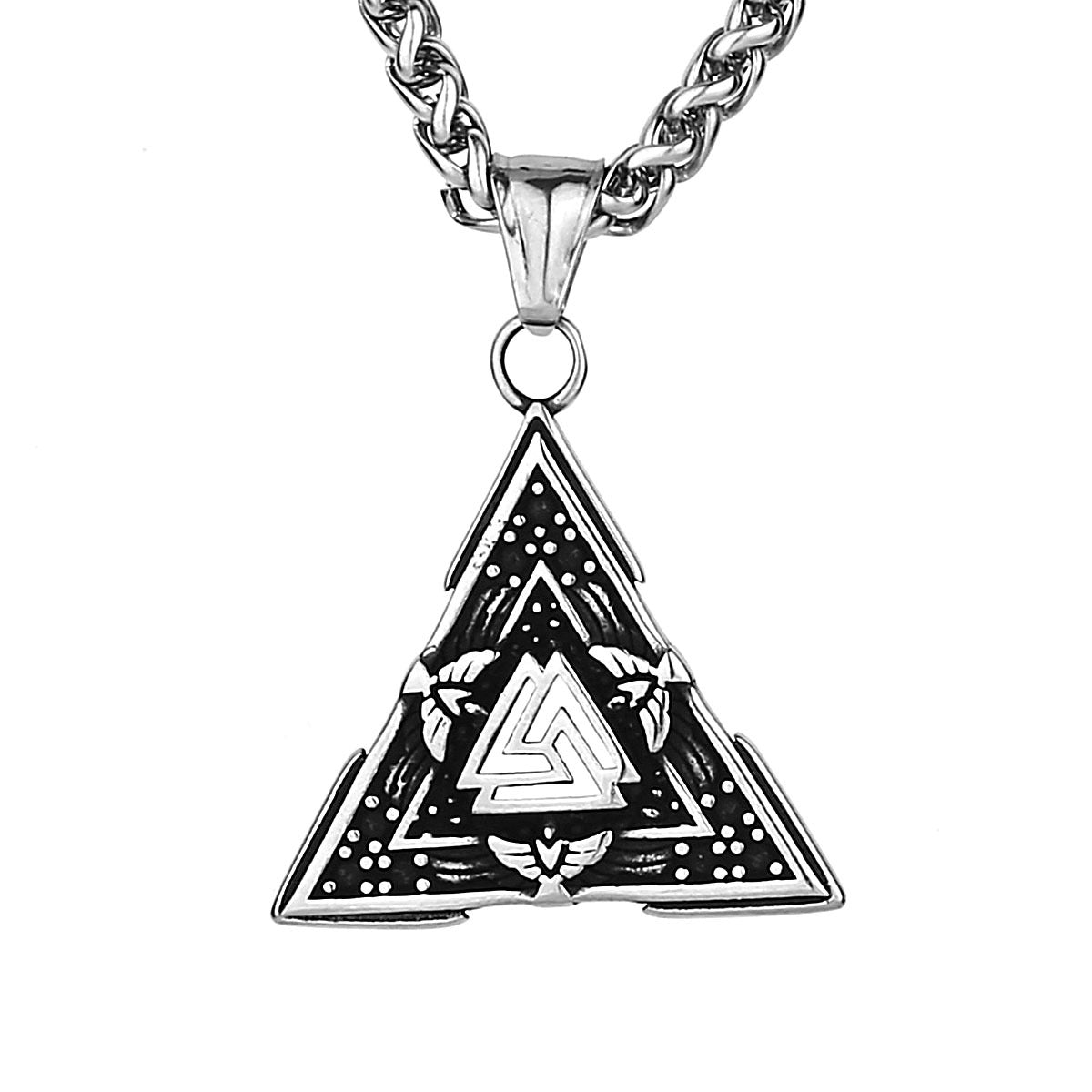 Retro Triangle Raven Rune Necklace