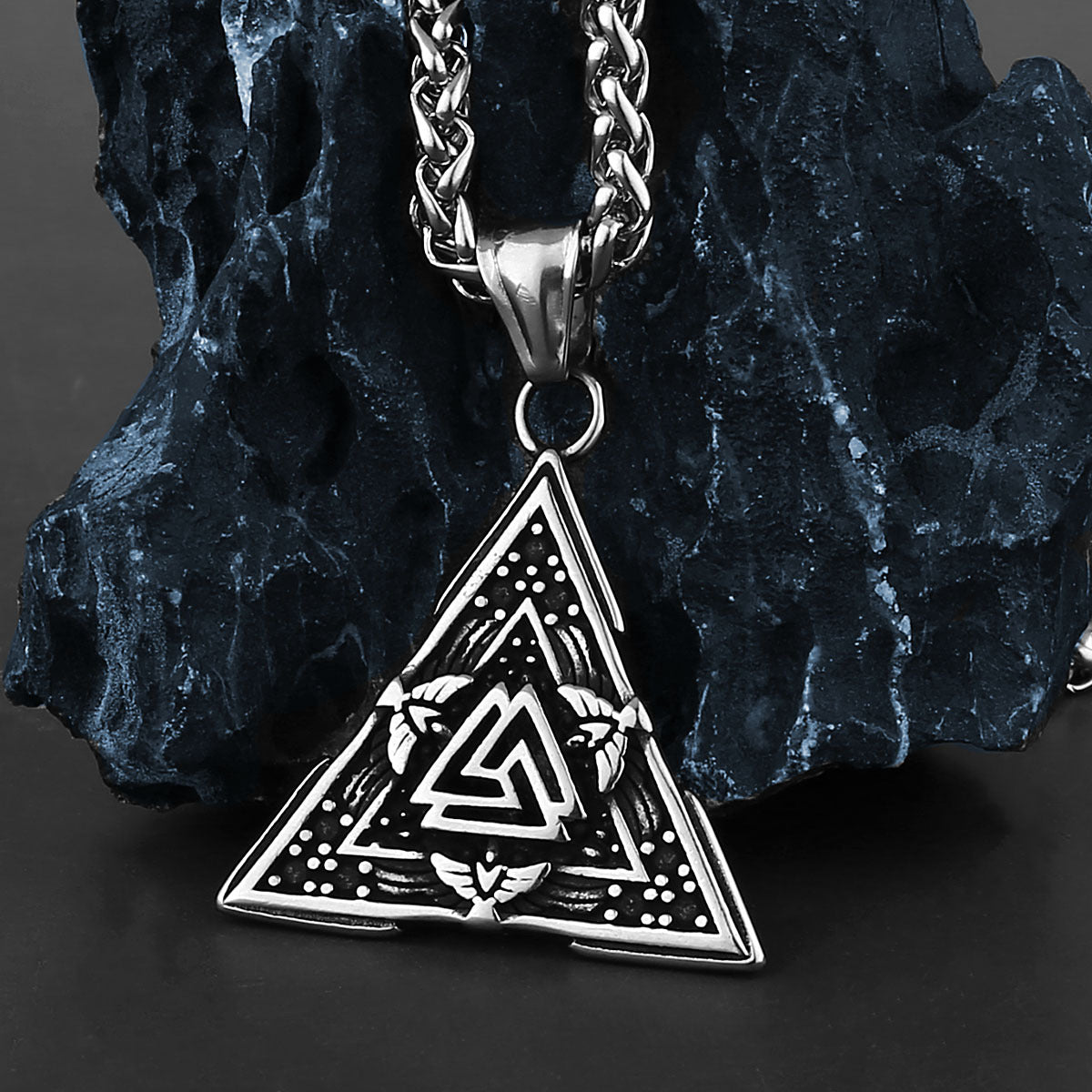 Retro Triangle Raven Rune Necklace