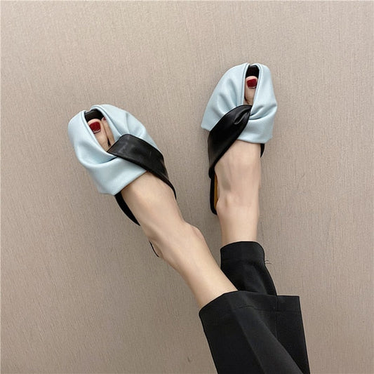 Riah Twisted & Ruched Two Tone Slippers - 3 Colors