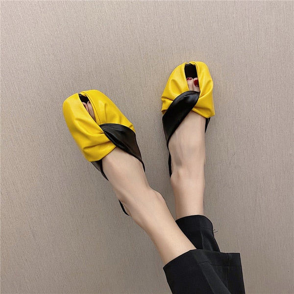 Riah Twisted & Ruched Two Tone Slippers - 3 Colors