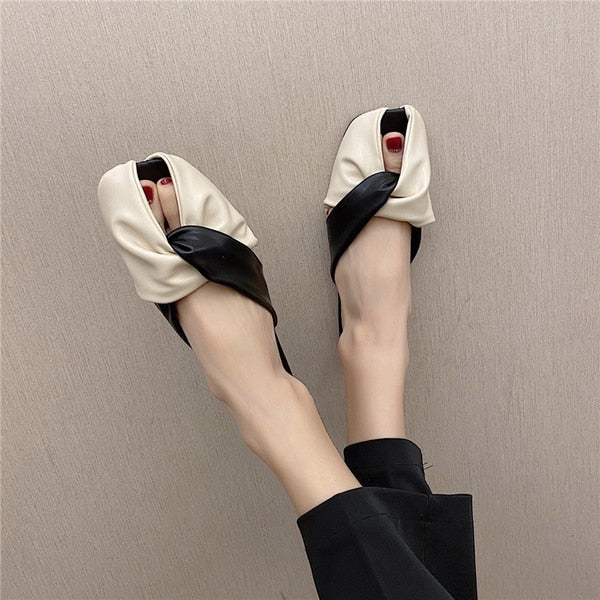 Riah Twisted & Ruched Two Tone Slippers - 3 Colors