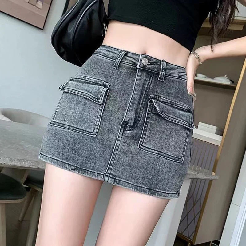 Tight High Waist Side Split Denim Skirt