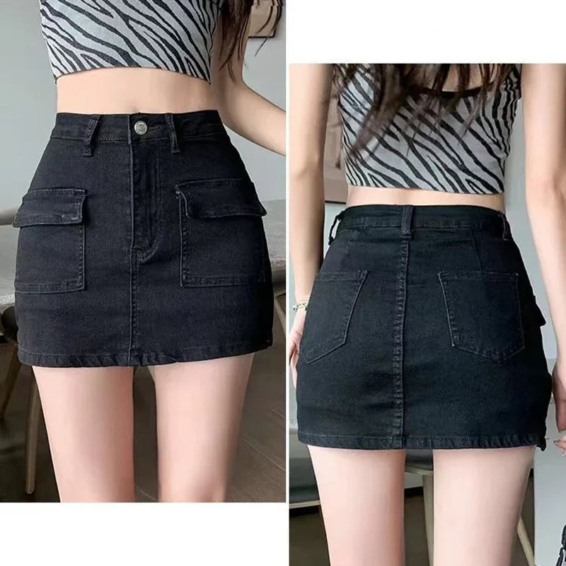 Tight High Waist Side Split Denim Skirt