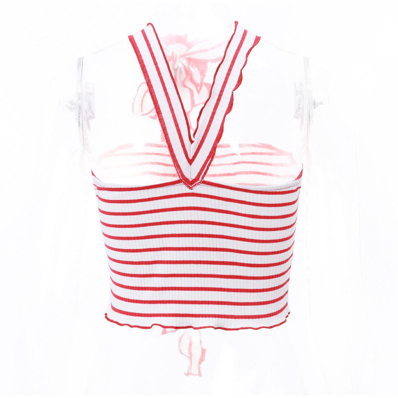 Rina Rose Choker Stripe Knit Tube Tops - 2 Colors