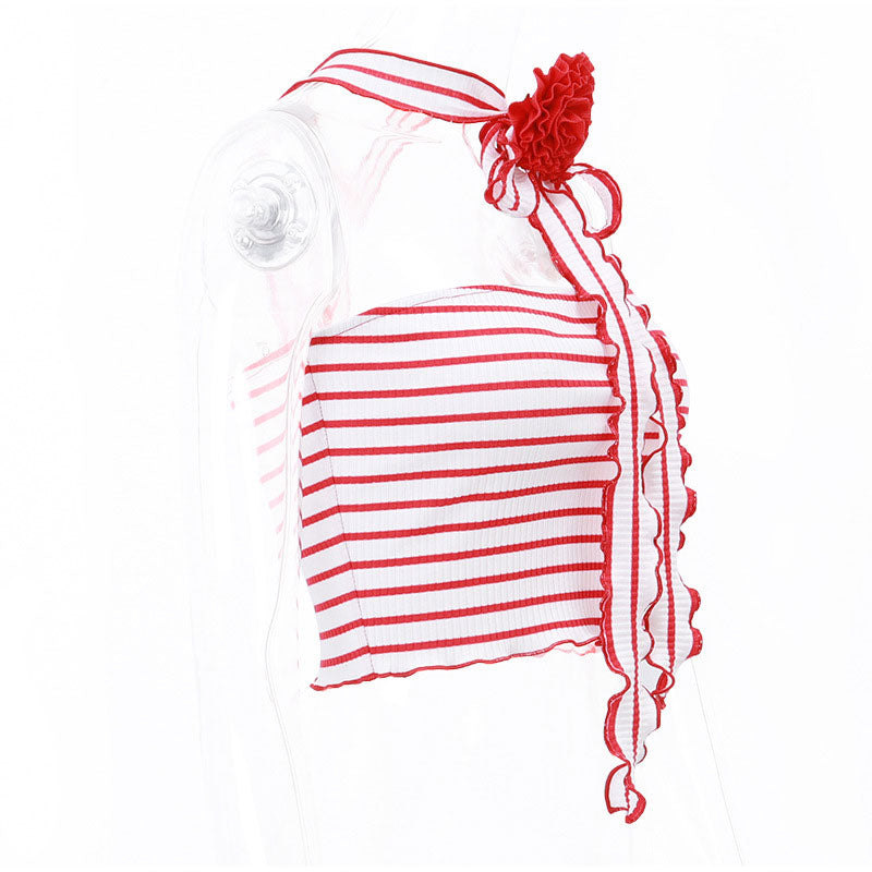 Rina Rose Choker Stripe Knit Tube Tops - 2 Colors