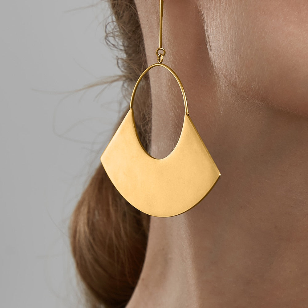 Rioja Matte Gold Fan Earrings