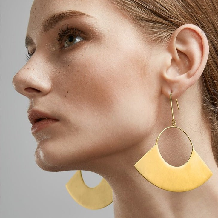 Rioja Matte Gold Fan Earrings