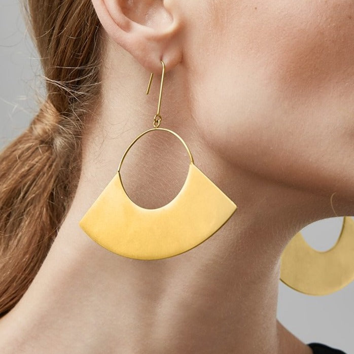 Rioja Matte Gold Fan Earrings