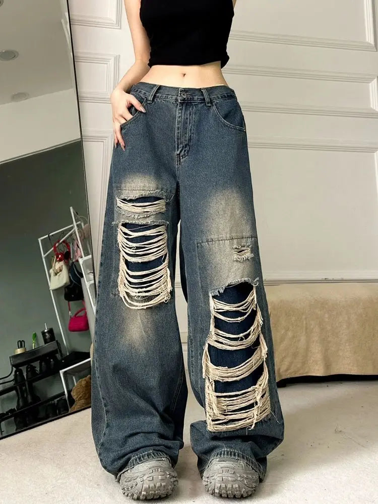 Loose Casual Trend Streetwear Women's Denim Pants Jeans