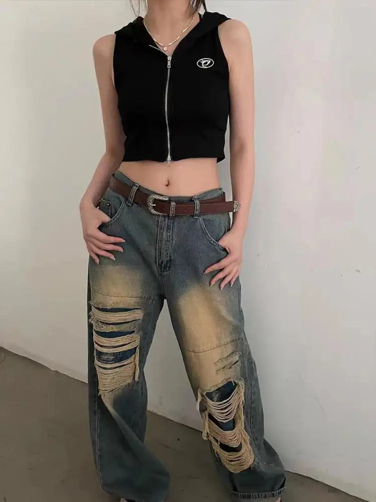 Loose Casual Trend Streetwear Women's Denim Pants Jeans