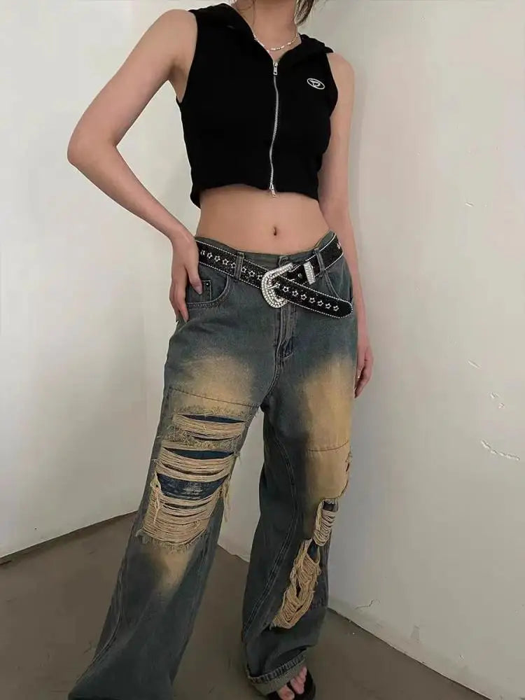 Loose Casual Trend Streetwear Women's Denim Pants Jeans