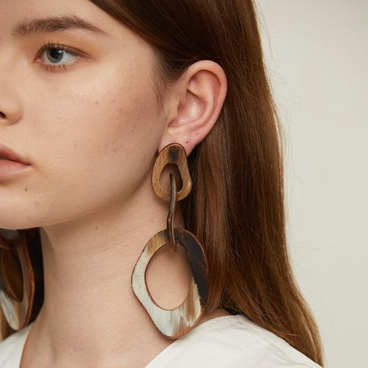 Roma Marble Acetate Chain Link Earrings