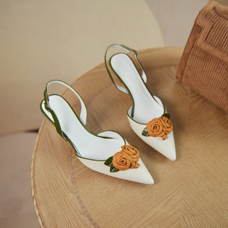 Rosetta Rose Embellished Slingback Pumps - 2 Colors