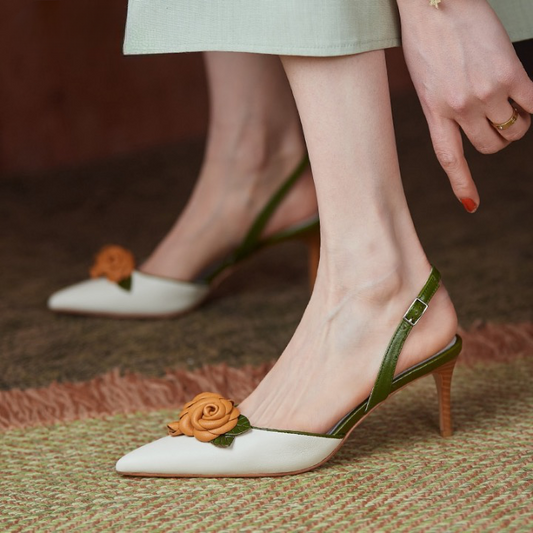 Rosetta Rose Embellished Slingback Pumps - 2 Colors